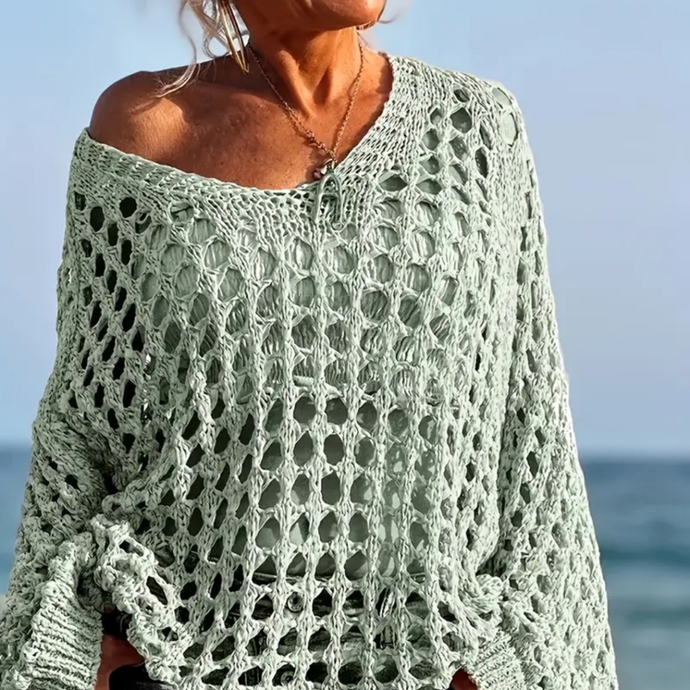 Back In Stock! Georgeous Mint Green Crochet Light Weight Sweater.